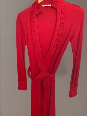 Classic Diane von Furstenberg Volante Wool Wrap Dress Red Womens Size 4